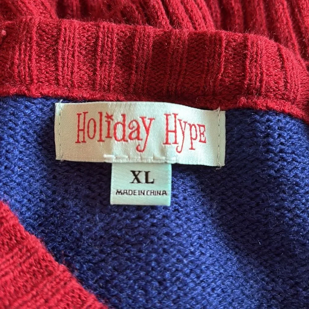 Oversized Ugly Christmas Sweater Reindeer Graphic XL Cozy Holiday Knit